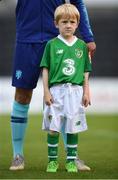 16 October 2018; Mascot Dylan Walsh prior to the 2018/19 UEFA Under-19 European Championships Qualifying Round match between Republic of Ireland and Netherlands at City Calling Stadium, in Lissanurlan, Co. Longford. Photo by Harry Murphy/Sportsfile