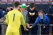 16 October 2018; Fans meet Brian Maher of Republic of Ireland after the 2018/19 UEFA Under-19 European Championships Qualifying Round match between Republic of Ireland and Netherlands at City Calling Stadium, in Lissanurlan, Co. Longford. Photo by Harry Murphy/Sportsfile