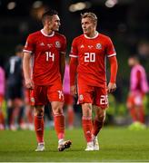 16 October 2018; Connor Roberts and Joe Rodon of Wales after the UEFA Nations League B group four match between Republic of Ireland and Wales at the Aviva Stadium in Dublin. Photo by Harry Murphy/Sportsfile