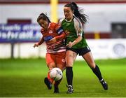 17 October 2018; Noelle Murray of Shelbourne in action against Niamh Farrelly of Peamount United during the Continental Tyres FAI Women's Cup Semi-Final match between Shelbourne and Peamount United at Tolka Park, Dublin. Photo by Harry Murphy/Sportsfile