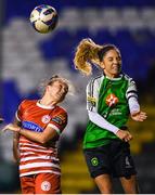 17 October 2018; Louise Corrigan of Peamount United in action against Pearl Slattery of Shelbourne during the Continental Tyres FAI Women's Cup Semi-Final match between Shelbourne and Peamount United at Tolka Park, Dublin. Photo by Harry Murphy/Sportsfile
