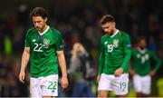 16 October 2018; Harry Arter, left, and Scott Hogan of Republic of Ireland following the UEFA Nations League B group four match between Republic of Ireland and Wales at the Aviva Stadium in Dublin. Photo by Stephen McCarthy/Sportsfile