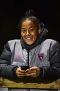 17 October 2018; Injured Wexford Youths player Rianna Jarrett watches her team-mates in action against UCD Waves during the Continental Tyres FAI Women's Cup Semi-Final match between Wexford Youths and UCD Waves at Ferrycarrig Park, in Wexford. Photo by Matt Browne/Sportsfile