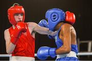 17 October 2018; Dean Clancy, left, of Team Ireland, from Ballinacarrow, Sligo, in action against Luiz Gabriel Chalot de Olivier of Brazil during the men's flyweight, bronze medal bout in Youth Olympic Park on Day 11 of the Youth Olympic Games in Buenos Aires, Argentina. Photo by Eóin Noonan/Sportsfile