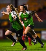 17 October 2018; Amber Barrett of Peamount United  celebrates after scoring her side's second goal during the Continental Tyres FAI Women's Cup Semi-Final match between Shelbourne and Peamount United at Tolka Park, Dublin. Photo by Harry Murphy/Sportsfile