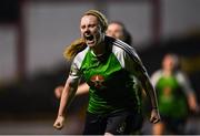 17 October 2018; Amber Barrett of Peamount United  celebrates after scoring her side's second goal during the Continental Tyres FAI Women's Cup Semi-Final match between Shelbourne and Peamount United at Tolka Park, Dublin. Photo by Harry Murphy/Sportsfile