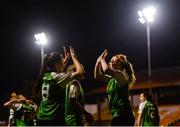 17 October 2018; Amber Barrett of Peamount United celebrates after scoring her side's second goal with teammate Lauryn O'Callaghan during the Continental Tyres FAI Women's Cup Semi-Final match between Shelbourne and Peamount United at Tolka Park, Dublin. Photo by Harry Murphy/Sportsfile
