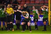 17 October 2018; Amber Barrett of Peamount United celebrates with a dab following the Continental Tyres FAI Women's Cup Semi-Final match between Shelbourne and Peamount United at Tolka Park, Dublin. Photo by Harry Murphy/Sportsfile