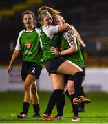17 October 2018; Amber Barrett of Peamount United celebrates with teammate Lauren Kealy during the Continental Tyres FAI Women's Cup Semi-Final match between Shelbourne and Peamount United at Tolka Park, Dublin. Photo by Harry Murphy/Sportsfile