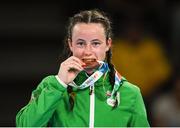 17 October 2018; Dearbhla Rooney of Team Ireland, from Manorhamilton, Leitrim, with her bronze medal after beating Te Mania Rzeka Tai Shelford-Edmonds of New Zealand during the women's featherweight bronze medal bout on Day 11 of the Youth Olympic Games in Buenos Aires, Argentina. Photo by Eóin Noonan/Sportsfile