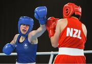17 October 2018; Dearbhla Rooney, left, of Team Ireland, from Manorhamilton, Leitrim, in action against Te Mania Rzeka Tai Shelford-Edmonds of New Zealand during the women's featherweight bronze medal bout on Day 11 of the Youth Olympic Games in Buenos Aires, Argentina. Photo by Eóin Noonan/Sportsfile