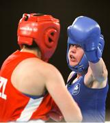 17 October 2018; Dearbhla Rooney, right, of Team Ireland, from Manorhamilton, Leitrim, in action against Te Mania Rzeka Tai Shelford-Edmonds of New Zealand during the women's featherweight bronze medal bout on Day 11 of the Youth Olympic Games in Buenos Aires, Argentina. Photo by Eóin Noonan/Sportsfile