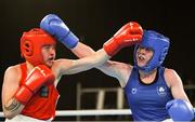 17 October 2018; Dearbhla Rooney, right, of Team Ireland, from Manorhamilton, Leitrim, in action against Te Mania Rzeka Tai Shelford-Edmonds of New Zealand during the women's featherweight bronze medal bout on Day 11 of the Youth Olympic Games in Buenos Aires, Argentina. Photo by Eóin Noonan/Sportsfile