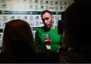 16 October 2018; Republic of Ireland captain Richard Keogh is interviewed following the UEFA Nations League B group four match between Republic of Ireland and Wales at the Aviva Stadium in Dublin. Photo by Stephen McCarthy/Sportsfile