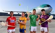 18 October 2018; Daniel Kearney of Cork, Podge Collins of Clare, Tom Morrissey of Limerick and Conor McDonald of Wexford, were at Dublin Airport this morning where Aer Lingus, in partnership with the GAA and GPA, unveiled the one-of-a-kind customised playing kit for the Fenway Hurling Classic which takes place at Fenway Park in Boston on November 18th. Aer Lingus will once again be the Official Airline of the Event and will be responsible for flying the four teams to Boston. Photo by Sam Barnes/Sportsfile