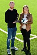 18 October 2018; Chris Shields of Dundalk is presented with his SSE Airtricity/SWAI Player of the Month award for September by Leanne Sheill from SSE Airtricity, at Oriel Park in Dundalk, Co Louth. Photo by Seb Daly/Sportsfile