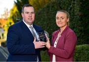 18 October 2018; Neamh Woods of Tyrone is presented with The Croke Park and LGFA Player of the Month award for August, by Sean Reid, Deputy General Manager, The Croke Park, at The Croke Park in Jones Road, Dublin. Neamh was outstanding for Tyrone in their TG4 All-Ireland Quarter and Semi-Finals in August, as the Red Hands made it to Croke Park. The Drumragh player then had the honour of captaining Tyrone to All-Ireland glory on September 16, while also earning the Player of the Match award in the Final against Meath. Photo by Matt Browne/Sportsfile