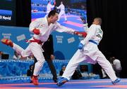 18 October 2018; Sean McCarthy-Crean, left, of Team Ireland, from Cloghroe, Cork, in action against Keisei Sakayami of Japan during the men's Kumite, +65KG, elimination round, in the Youth Olympic Park on Day 12 of the Youth Olympic Games in Buenos Aires, Argentina. Photo by Eóin Noonan/Sportsfile