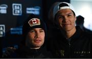 18 October 2018; Carl Frampton poses for a photograph with Daniyar Yeleussinov at a Matchroom Boxing USA press conference at Fenway Park ahead of Saturday night's fight card at the TD Garden in Boston, Massachusetts, USA. Photo by Stephen McCarthy/Sportsfile