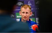 19 October 2018; Head coach Leo Cullen during a Leinster Rugby press conference at Leinster Rugby Headquarters in Dublin. Photo by Ramsey Cardy/Sportsfile