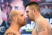 19 October 2018; Niall Kennedy, right, and Brendan Barrett square off after weighing in at the Boston Harbour Hotel ahead of their heavyweight bout on Saturday night, against Brendan Barrett, at the TD Garden in Boston, Massachusetts, USA. Photo by Stephen McCarthy/Sportsfile