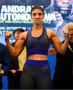 19 October 2018; Cindy Serrano weighs in at the Boston Harbour Hotel ahead of her WBA & IBF World Lightweight title bout against Katie Taylor on Saturday night at the TD Garden in Boston, Massachusetts, USA. Photo by Stephen McCarthy/Sportsfile