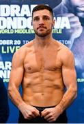 19 October 2018; Tommy Coyle weighs in at the Boston Harbour Hotel ahead of his super lightweight bout on Saturday night at the TD Garden in Boston, Massachusetts, USA. Photo by Stephen McCarthy/Sportsfile