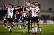 19 October 2018; Michael Duffy of Dundalk celebrates after scoring his side's second goal with team-mates, from left, Ronan Murray, John Mountney and Patrick Hoban during the SSE Airtricity League Premier Division match between Dundalk and Sligo Rovers at Oriel Park in Dundalk, Louth. Photo by David Fitzgerald/Sportsfile