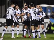 19 October 2018; Patrick Hoban of Dundalk, second from right, is congratulated by team-mates after scoring his side's fourth goal from a penalty during the SSE Airtricity League Premier Division match between Dundalk and Sligo Rovers at Oriel Park in Dundalk, Louth. Photo by David Fitzgerald/Sportsfile