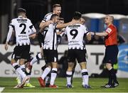 19 October 2018; Patrick Hoban of Dundalk is congratulated by team-mates after scoring his side's fourth goal from a penalty during the SSE Airtricity League Premier Division match between Dundalk and Sligo Rovers at Oriel Park in Dundalk, Louth. Photo by David Fitzgerald/Sportsfile