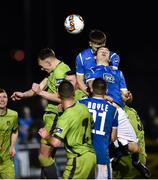 19 October 2018; Sam Todd of Finn Harps in action against Ciaran Kelly of Drogheda United during the SSE Airtricity League Promotion / Relegation Play-off Series 2nd leg match between Finn Harps and Drogheda United at Finn Park in Ballybofey, Co Donegal. Photo by Oliver McVeigh/Sportsfile