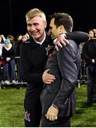 19 October 2018; Dundalk manager Stephen Kenny, left, celebrates with Dundalk chairman Mike Treacy following the SSE Airtricity League Premier Division match between Dundalk and Sligo Rovers at Oriel Park in Dundalk, Louth. Photo by Seb Daly/Sportsfile
