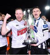 19 October 2018; Sean Hoare, left, and Sean Gannon of Dundalk celebrate winning the SSE Airtricity League Premier Division following the SSE Airtricity League Premier Division match between Dundalk and Sligo Rovers at Oriel Park in Dundalk, Louth. Photo by Seb Daly/Sportsfile