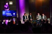 19 October 2018; Micheál Ó Domhnaill, Team of the Year Judge and Presenter, left, with, from left, Ken McGrath, Team of the Year Judge, Mark Coleman of Cork and Ger Browne of Tipperary at the Bord Gáis Energy GAA Hurling U-21 Team of the Year Awards at City Hall in Dublin. Photo by Piaras Ó Mídheach/Sportsfile