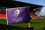October 2018; A general view of a corner flag at the AJ Bell Stadium prior to the Heineken Challenge Cup Pool 3 Round 2 match between Sale Sharks and Connacht at AJ Bell Stadium, in Salford, England. Photo by Harry Murphy/Sportsfile