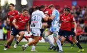 20 October 2018; Dave Kilcoyne of Munster is tackled by Fraser Balmain, left, and Tom Savage of Gloucester  during the Heineken Champions Cup Pool 2 Round 2 match between Munster and Gloucester at Thomond Park in Limerick. Photo by Sam Barnes/Sportsfile