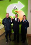 22 October 2018; John Earley, SFAI Chairperson and FAI Board Member, centre, Tony Nolan, Metropolitan Girls League coach, left, and Maria Nolan, Chairperson of the Metropolitan Girls League were on hand to help Subway® launch the 2018/2019 Subway® Schoolboys Football Association of Ireland Championships. This is year three of the Subway® brand’s sponsorship of the inter-league competitions at Under-12, 13, 15 and 16 age-levels, which are contested provincially before concluding with the national semi-finals and final. Photo by Stephen McCarthy/Sportsfile