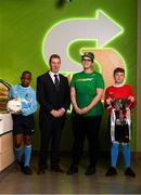 22 October 2018; John Earley, SFAI Chairperson and FAI Board Member, and Petera Vrancic, SUBWAY Balbriggan manager, alongside Victor Akinbola, left, and Aaron Crowley-Smith were on hand to help Subway® launch the 2018/2019 Subway® Schoolboys Football Association of Ireland Championships. This is year three of the Subway® brand’s sponsorship of the inter-league competitions at Under-12, 13, 15 and 16 age-levels, which are contested provincially before concluding with the national semi-finals and final. Photo by Stephen McCarthy/Sportsfile