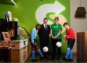 22 October 2018; John Earley, SFAI Chairperson and FAI Board Member, and Petera Vrancic, SUBWAY Balbriggan manager, alongside Victor Akinbola, left, and Aaron Crowley-Smith were on hand to help Subway® launch the 2018/2019 Subway® Schoolboys Football Association of Ireland Championships. This is year three of the Subway® brand’s sponsorship of the inter-league competitions at Under-12, 13, 15 and 16 age-levels, which are contested provincially before concluding with the national semi-finals and final. Photo by Stephen McCarthy/Sportsfile