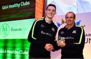 20 October 2018; Dublin and Raheny footballer Brian Fenton presents the 'Hero Award' to Stephen Harney of St. Aidans during the GAA National Healthy Club Conference at Croke Park Stadium, in Dublin. Photo by David Fitzgerald/Sportsfile