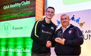 20 October 2018; Dublin and Raheny footballer Brian Fenton presents the 'Hero Award' to Seamus Casey Sr. of St. John's GAA Club during the GAA National Healthy Club Conference at Croke Park Stadium, in Dublin. Photo by David Fitzgerald/Sportsfile