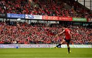 20 October 2018; Spectators look on as Joey Carbery of Munster kicks a conversion during the Heineken Champions Cup Pool 2 Round 2 match between Munster and Gloucester at Thomond Park in Limerick. Photo by Diarmuid Greene/Sportsfile