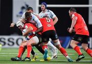 20 October 2018; Rory Best of Ulster is tackled by Leone Nakarawa of Racing 92 during the Heineken Champions Cup Pool 4 Round 2 match between Racing 92 and Ulster at Paris La Defence Arena, in Paris, France. Photo by Brendan Moran/Sportsfile