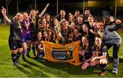 20 October 2018; Wexford Youths players celebrate with the trophy following their side's victory during the Continental Tyres Women's National League Premier Division match between Wexford Youths and Cork City at Ferrycarrig Park, in Wexford. Photo by Seb Daly/Sportsfile