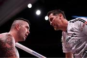 20 October 2018; Niall Kennedy takes instructions from trainer Packie Collins during his heavyweight bout against Brendan Barrett at TD Garden in Boston, Massachusetts, USA. Photo by Stephen McCarthy/Sportsfile