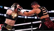 20 October 2018; Katie Taylor, left, and Cindy Serrano during their WBA & IBF Female Lightweight World title bout at TD Garden in Boston, Massachusetts, USA. Photo by Stephen McCarthy/Sportsfile