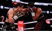 20 October 2018; Katie Taylor, left, and Cindy Serrano during their WBA & IBF Female Lightweight World title bout at TD Garden in Boston, Massachusetts, USA. Photo by Stephen McCarthy/Sportsfile