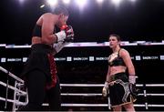 20 October 2018; Katie Taylor taunts her opponent Cindy Serrano during their WBA & IBF Female Lightweight World title bout at TD Garden in Boston, Massachusetts, USA. Photo by Stephen McCarthy/Sportsfile