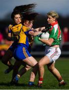 21 October 2018; Cora Staunton of Carnacon in action against Roisin Flynn, left, and Nina McVann of Knockmore during the Mayo County Senior Club Ladies Football Final match between Carnacon and Knockmore at Kilmeena GAA Club in Mayo. Photo by David Fitzgerald/Sportsfile