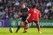 21 October 2018; Jonathan Sexton of Leinster in action against Josefa Tekori of Toulouse during the Heineken Champions Cup Pool 1 Round 2 match between Toulouse and Leinster at Stade Ernest Wallon, in Toulouse, France. Photo by Brendan Moran/Sportsfile